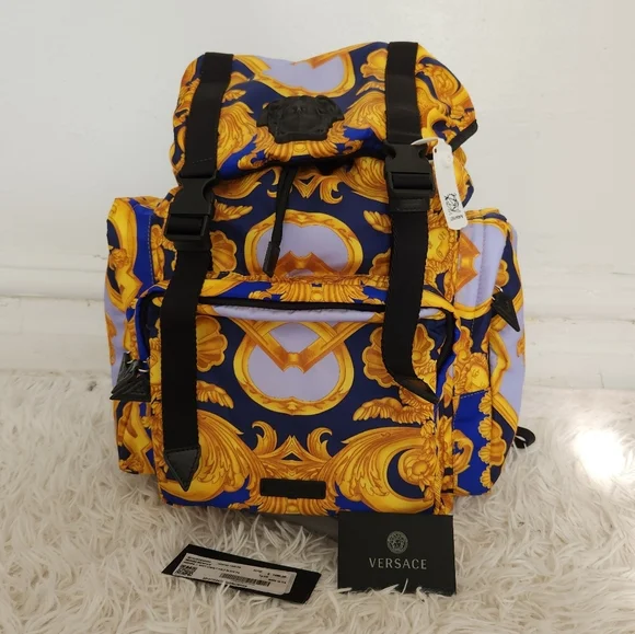 Versace Baroque Print Nylon Backpack - Made in Italy - Picture 2 of 14